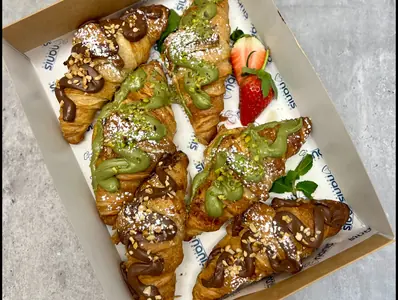 Pistachio & nutella filled croissants